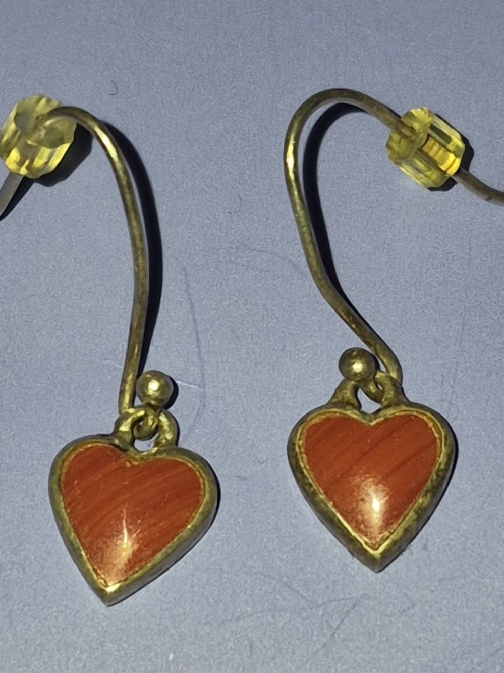 Red Heart Drop Earrings - .925 Silver